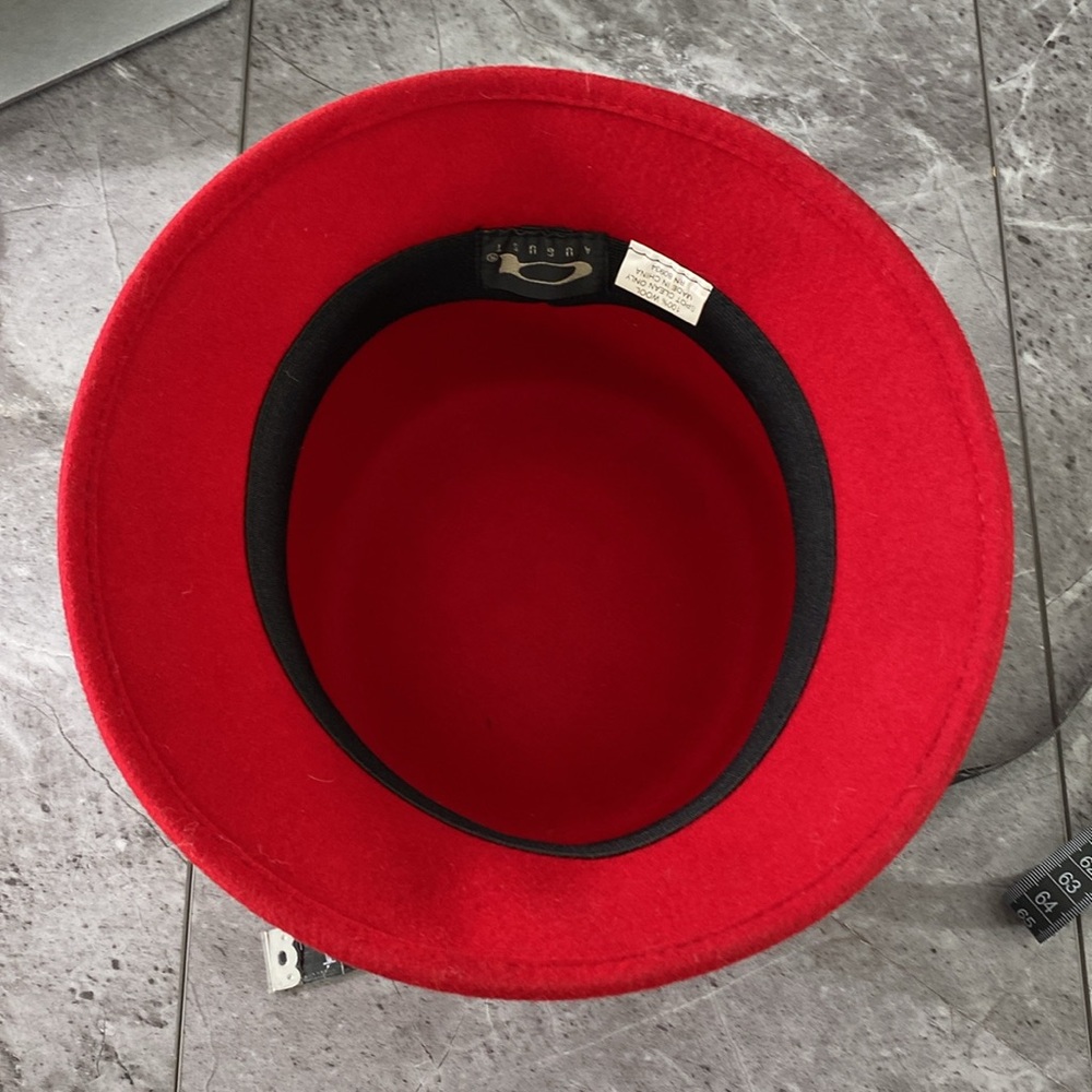 A August Vintage Red 100% Wool Hat Bow Church Cloche‎ Fedora Lipstick Red - Picture 12 of 14